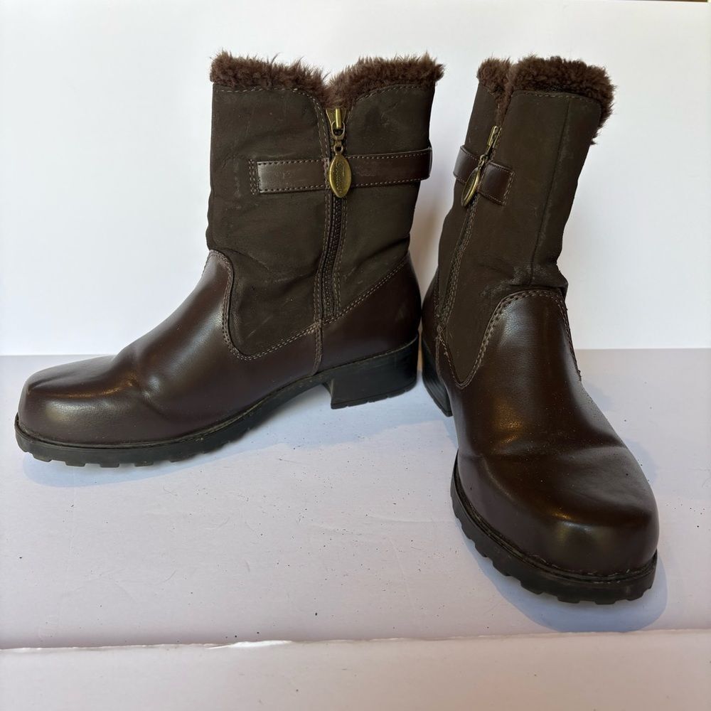 Trotter's Brown Faux Fur-Lined Women's Mid-Calf Boots Size 9M Side Zip